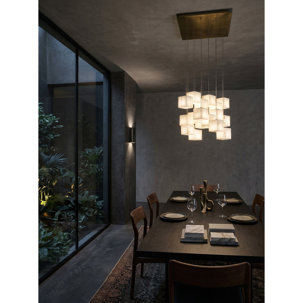 Ember Oak & Co. Alabaster Box Chandelier