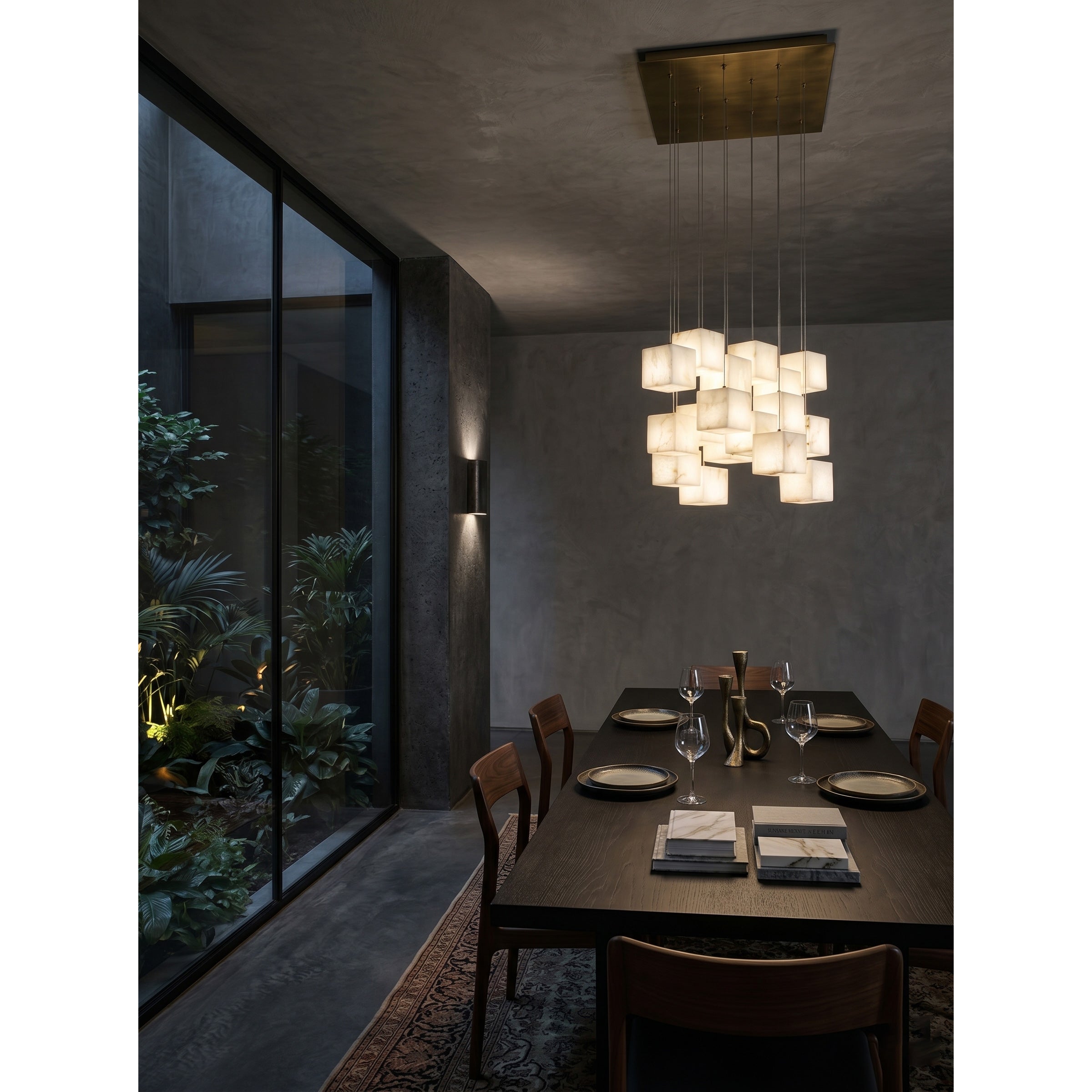 Ember Oak & Co. Alabaster Box Chandelier