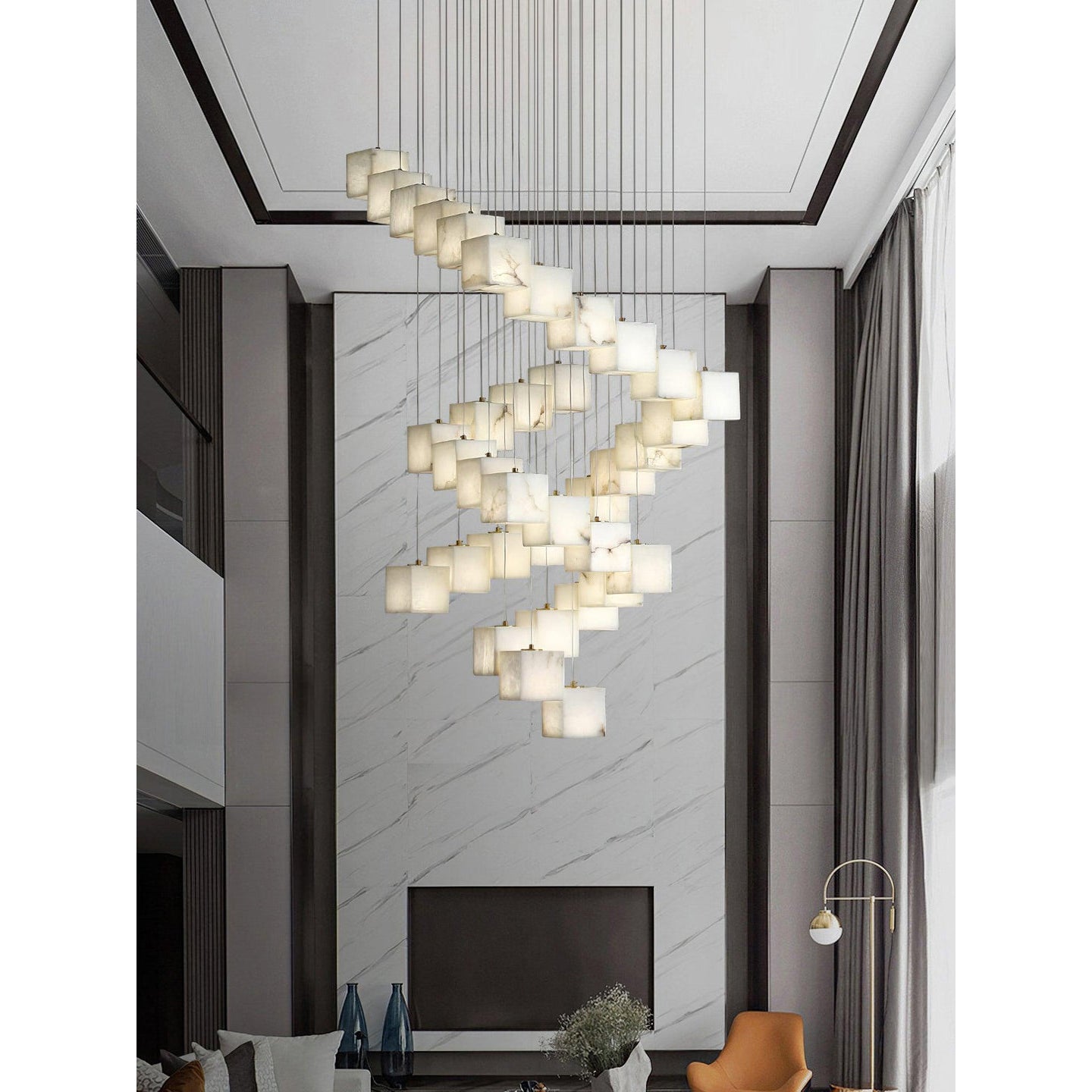 Ember Oak & Co. Alabaster Box Chandelier