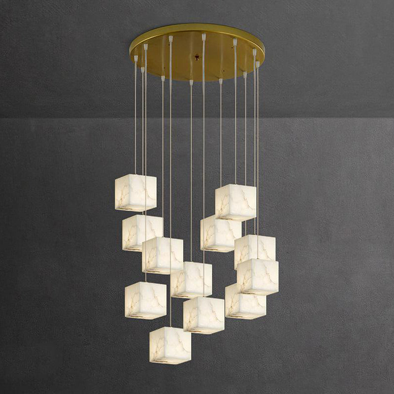 Ember Oak & Co. Alabaster Box Chandelier