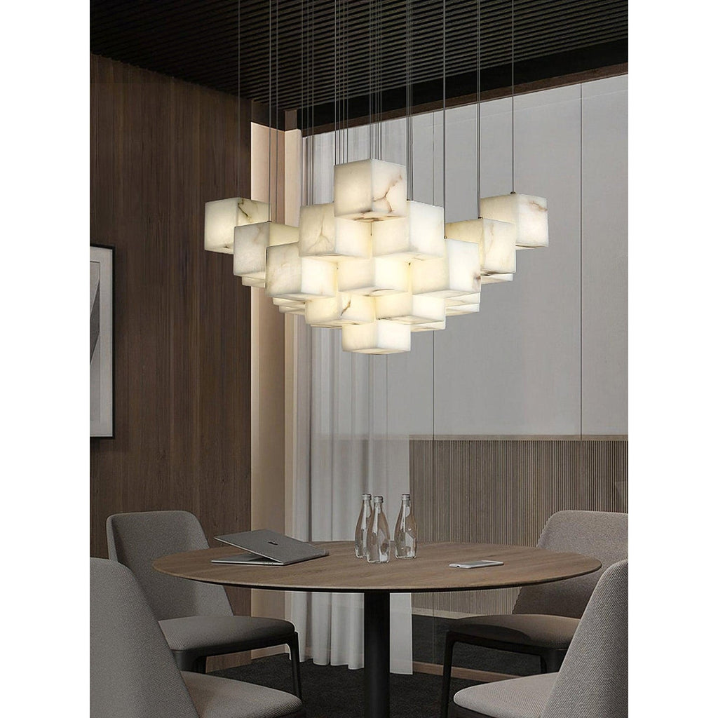 Ember Oak & Co. Alabaster Box Chandelier
