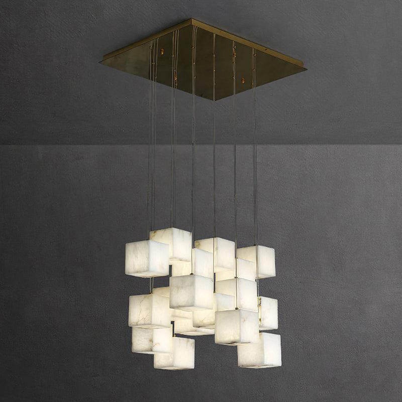 Ember Oak & Co. Alabaster Box Chandelier