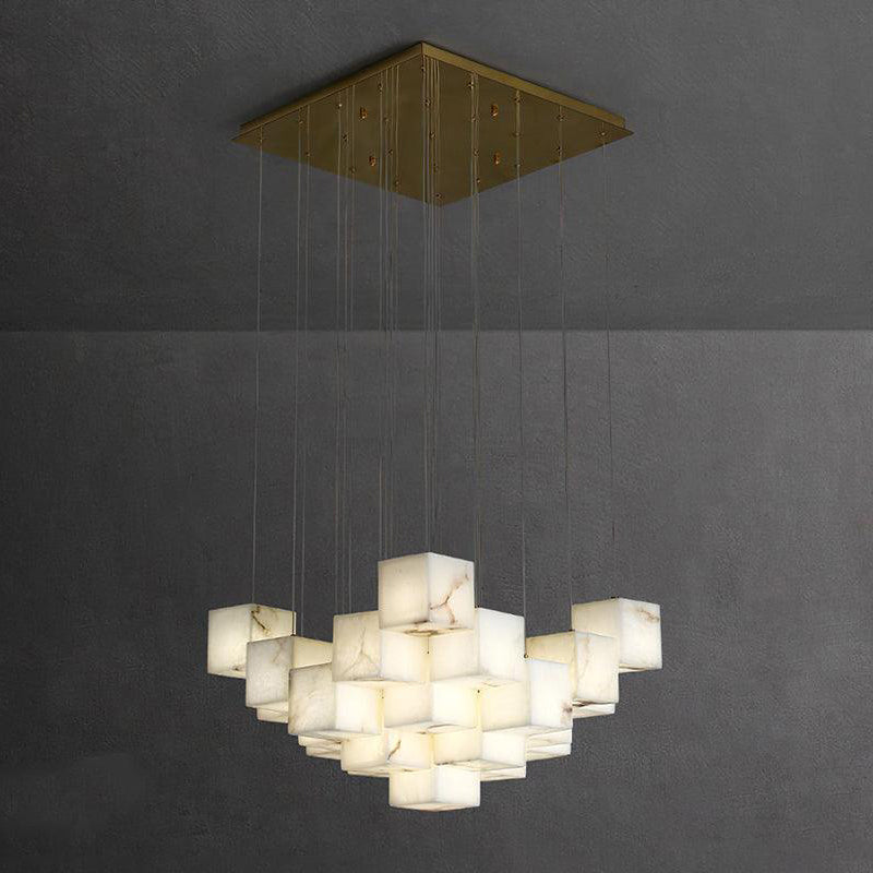 Ember Oak & Co. Alabaster Box Chandelier