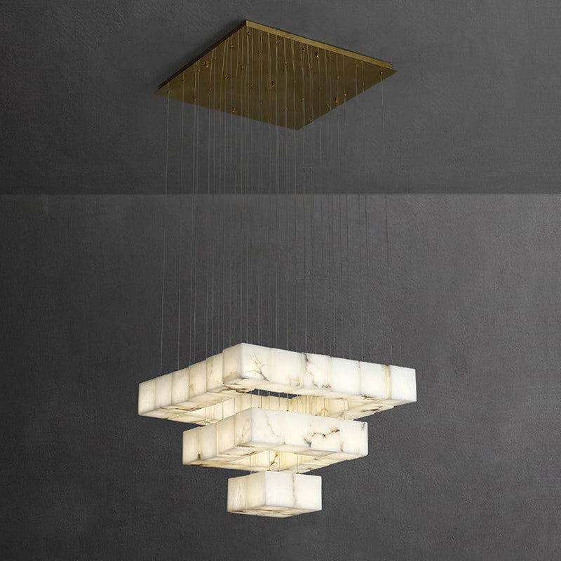 Ember Oak & Co. Alabaster Box Chandelier