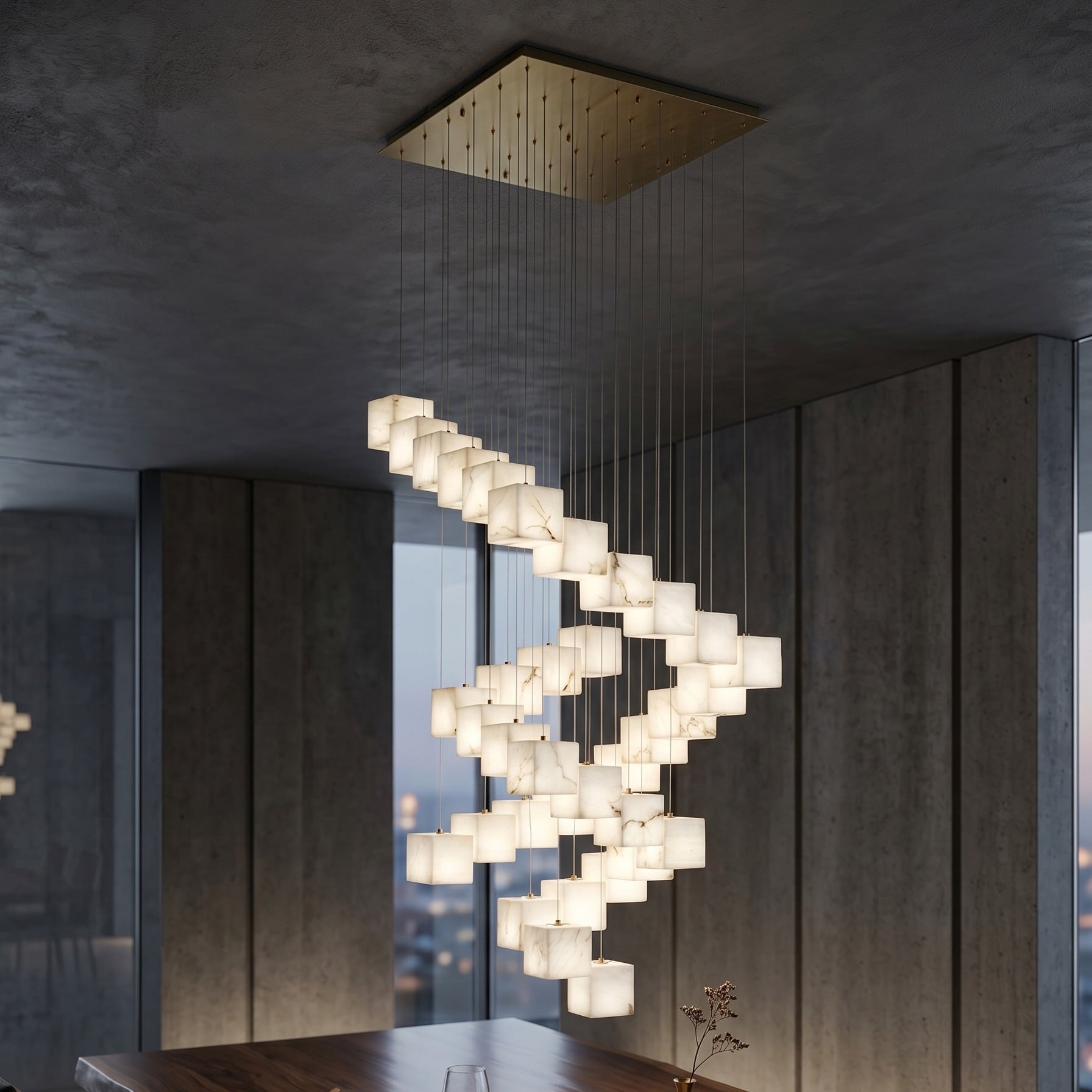 Ember Oak & Co. Alabaster Box Chandelier