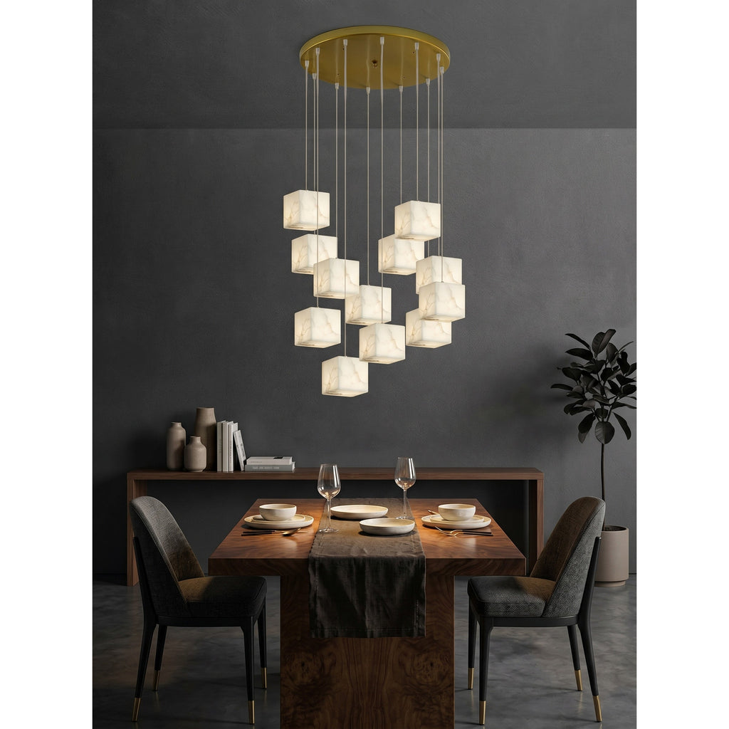 Ember Oak & Co. Alabaster Box Chandelier