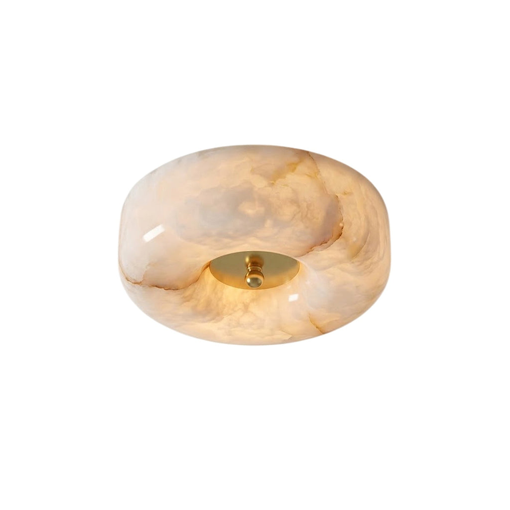 Ember Oak & Co. Alabaster Button Gold Flush Mount
