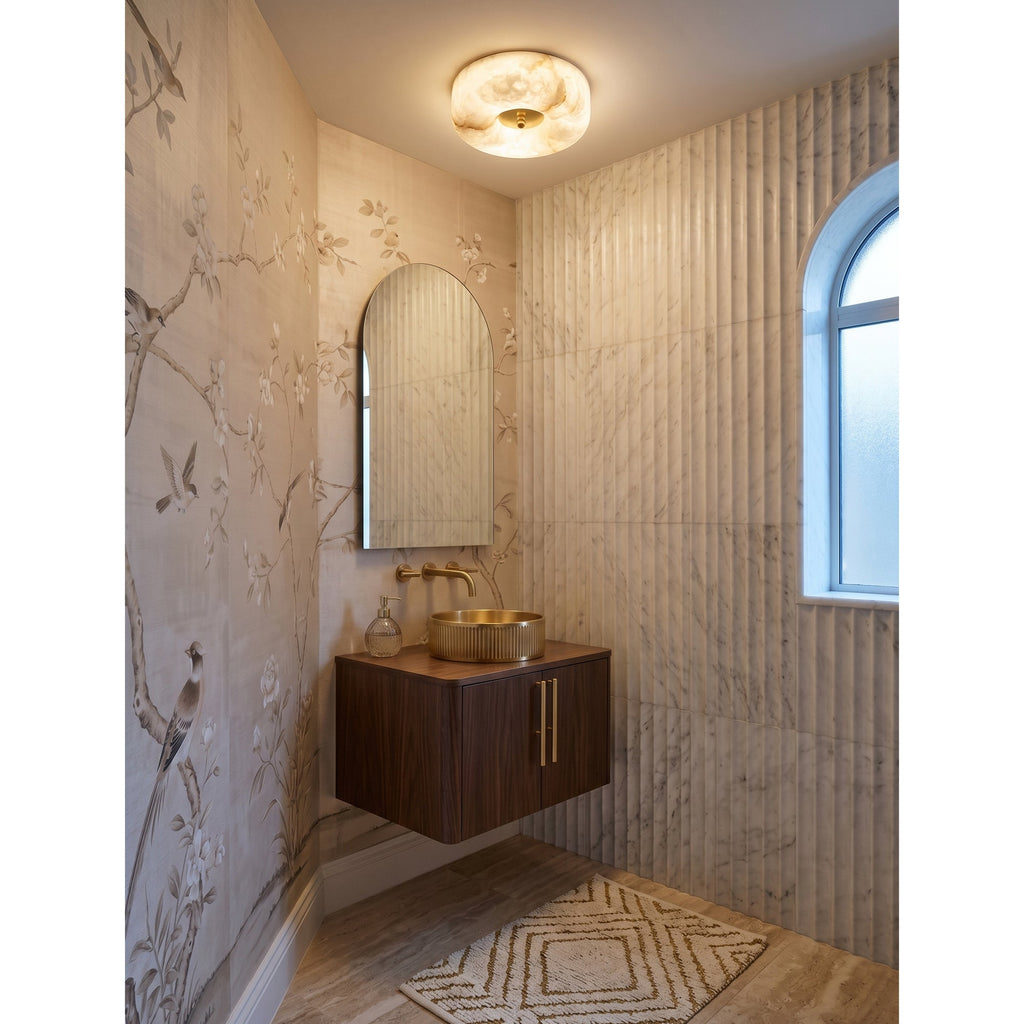 Ember Oak & Co. Alabaster Button Gold Flush Mount