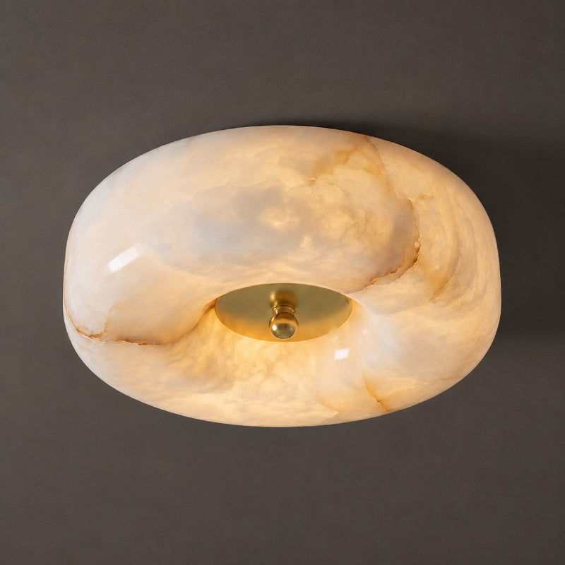 Ember Oak & Co. Alabaster Button Gold Flush Mount