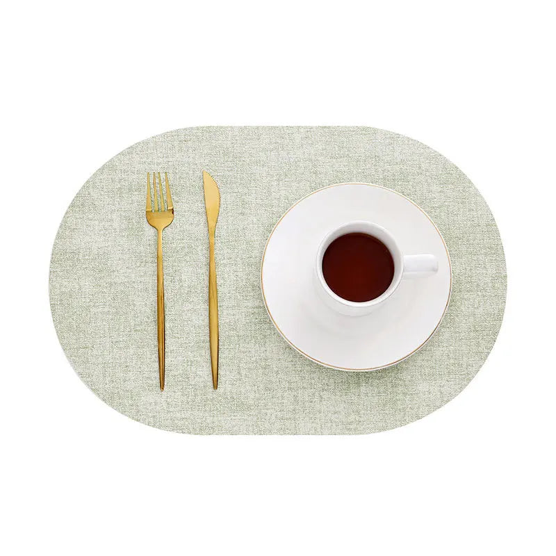 Ember Oak & Co. LinoMat Faux Leather Oval Placemats