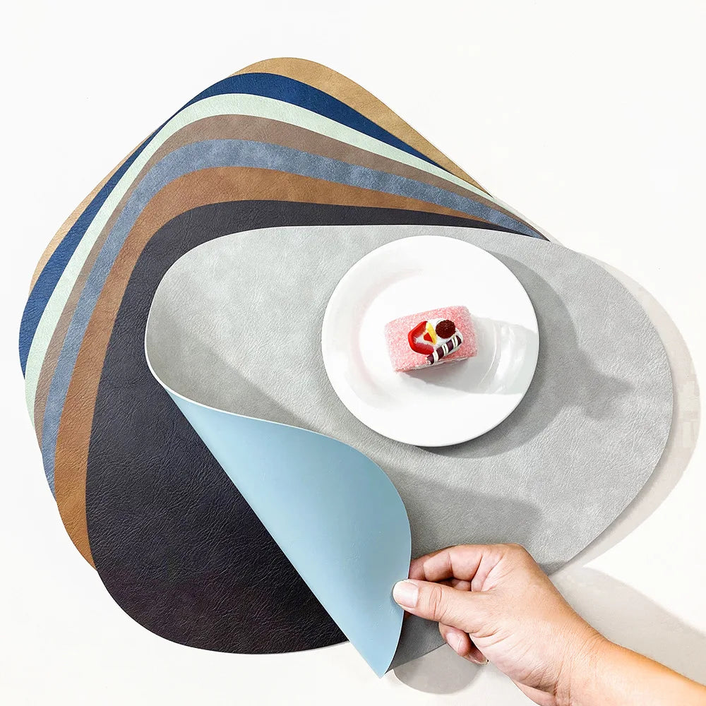 Ember Oak & Co. NordicDrop Reversible Faux Leather Placemats Set