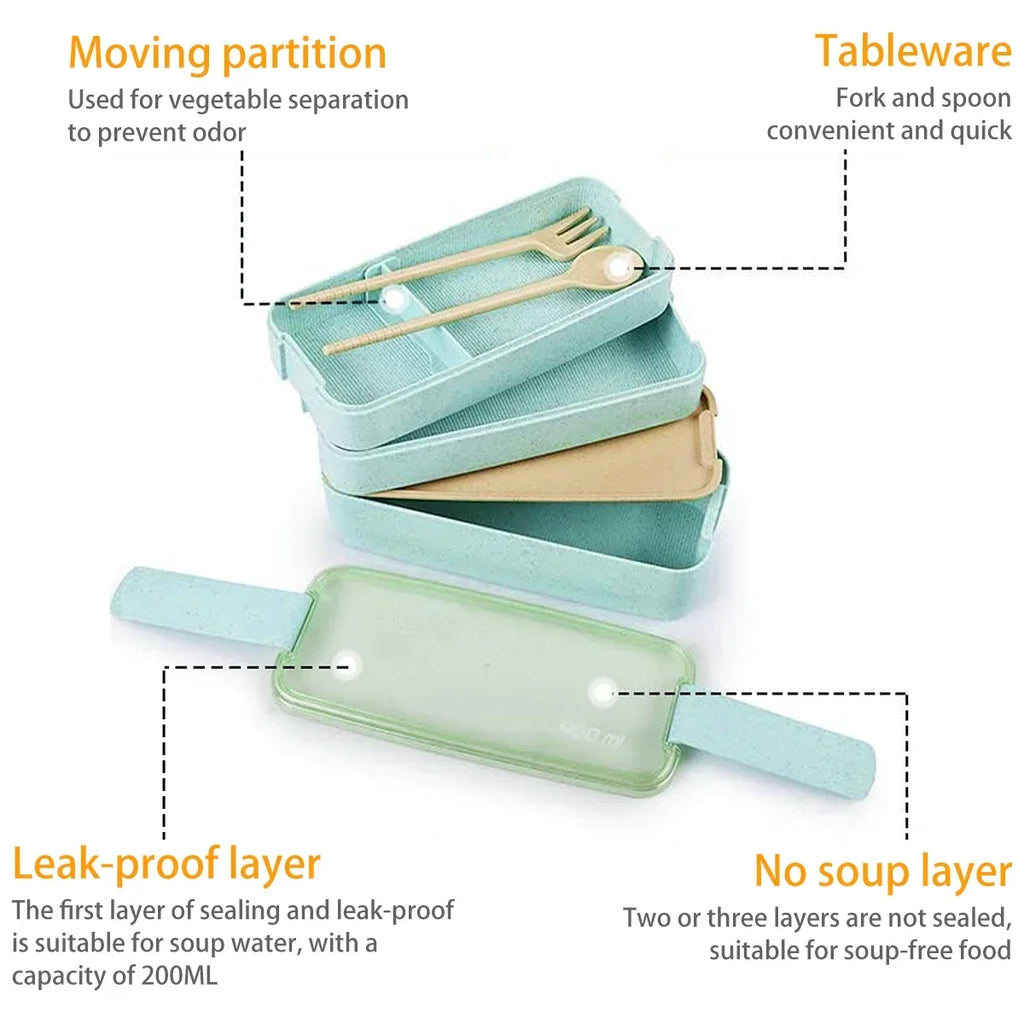 Ember Oak & Co. EcoStack 3-Tier Wheat Straw Bento Box