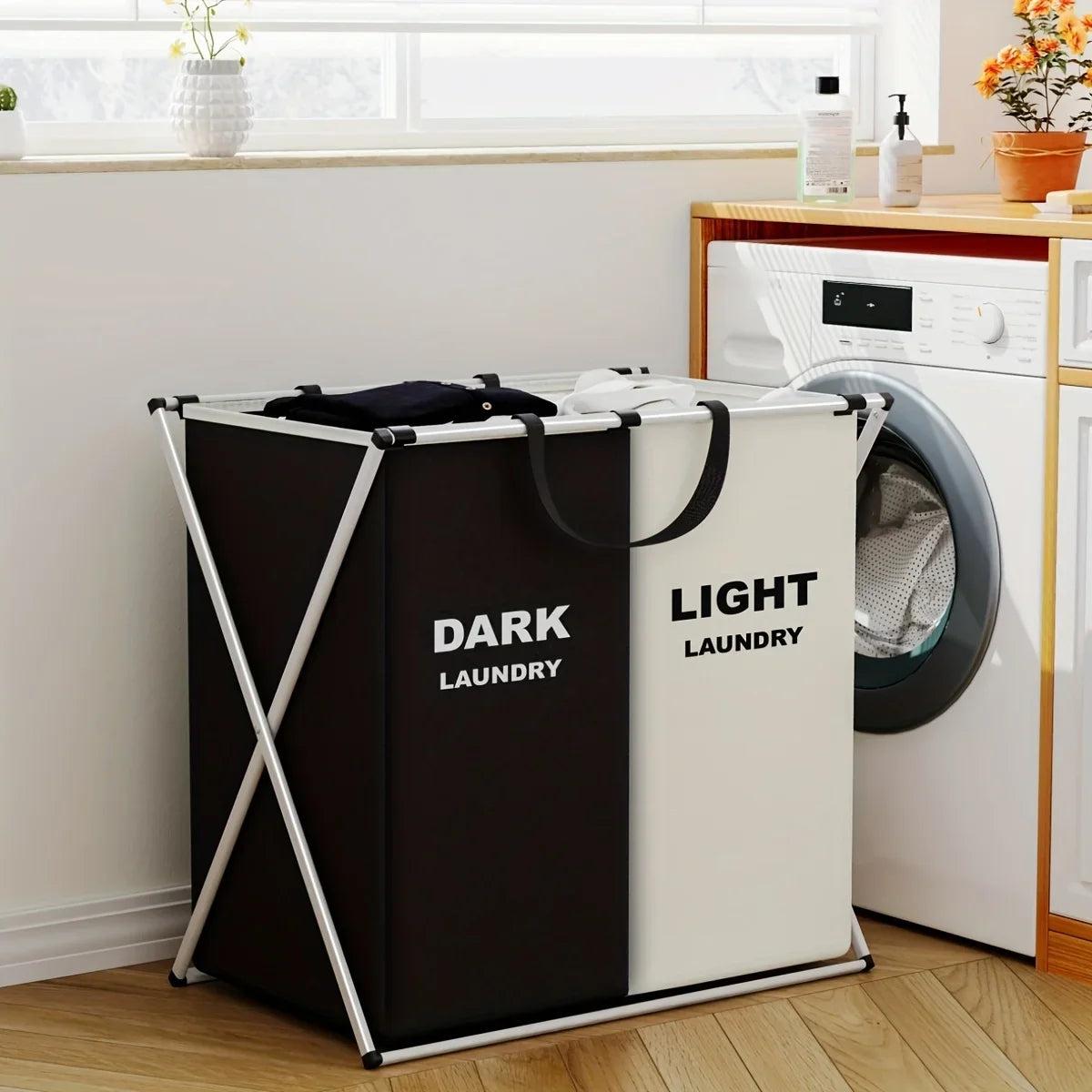 Ember Oak & Co. TriSort Foldable 3-Section Laundry Hamper