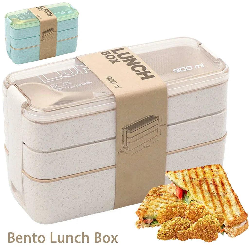 Ember Oak & Co. EcoStack 3-Tier Wheat Straw Bento Box