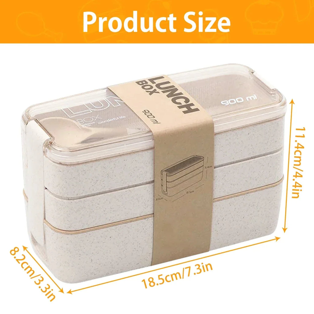 Ember Oak & Co. EcoStack 3-Tier Wheat Straw Bento Box