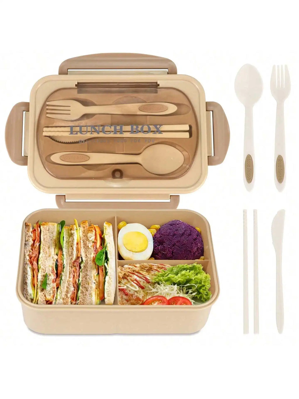 Ember Oak & Co. MealMate 4-Compartment Bento Lunch Box with Utensils