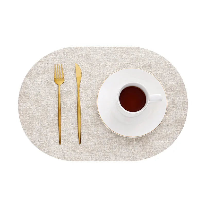 Ember Oak & Co. LinoMat Faux Leather Oval Placemats