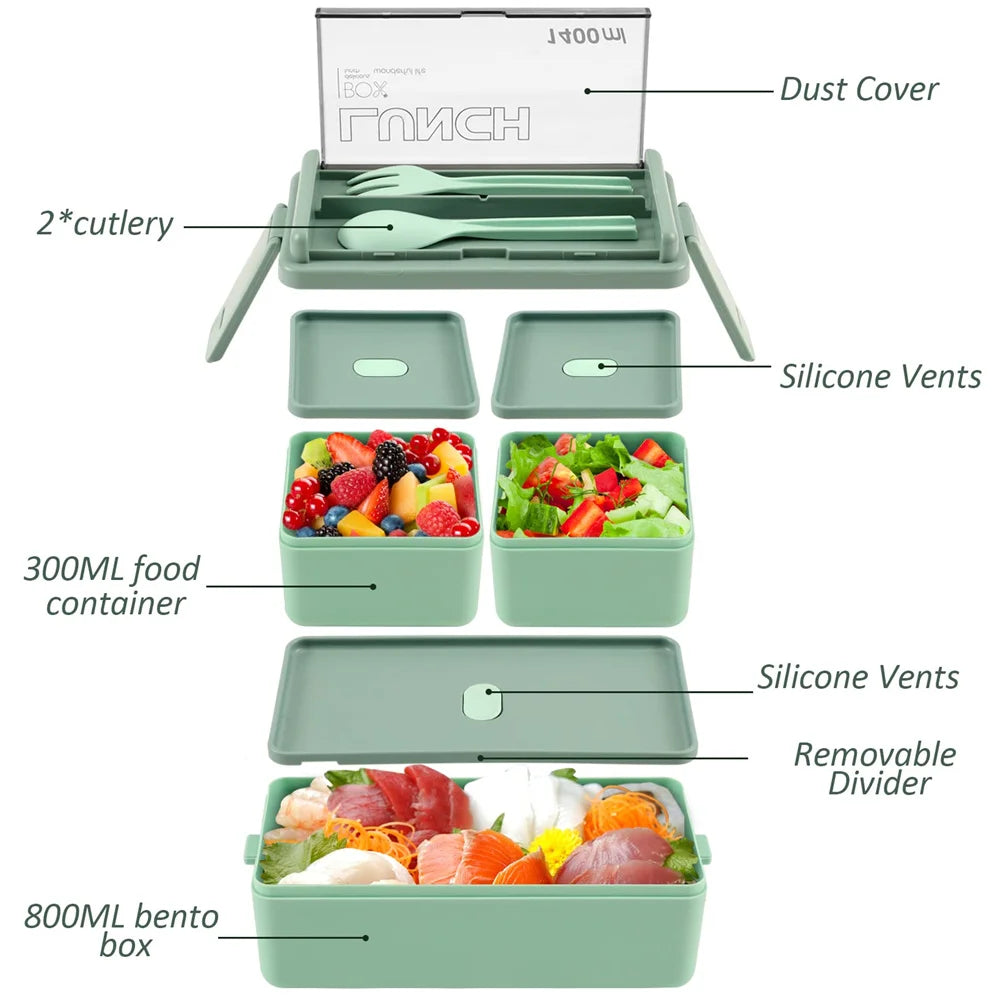 Ember Oak & Co. 1400ml Double-Layer Leak-Resistant Bento Box