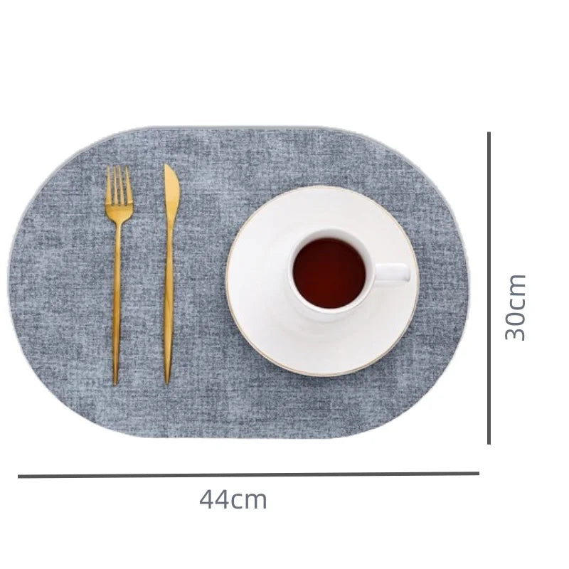 Ember Oak & Co. LinoMat Faux Leather Oval Placemats