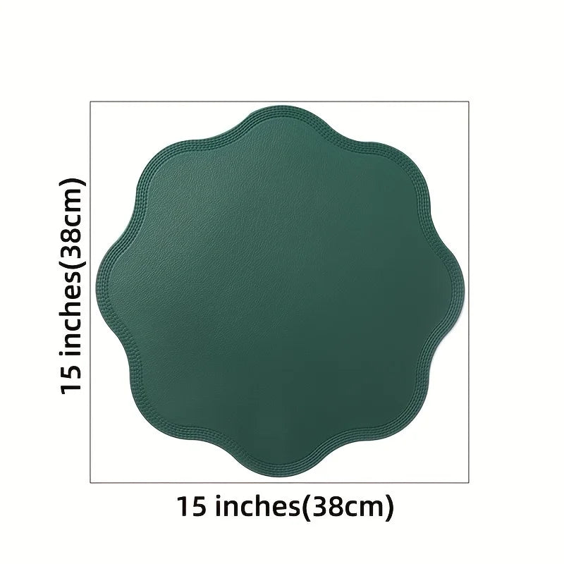 Ember Oak & Co. FloraMat Embossed Round Faux Leather Placemats Set