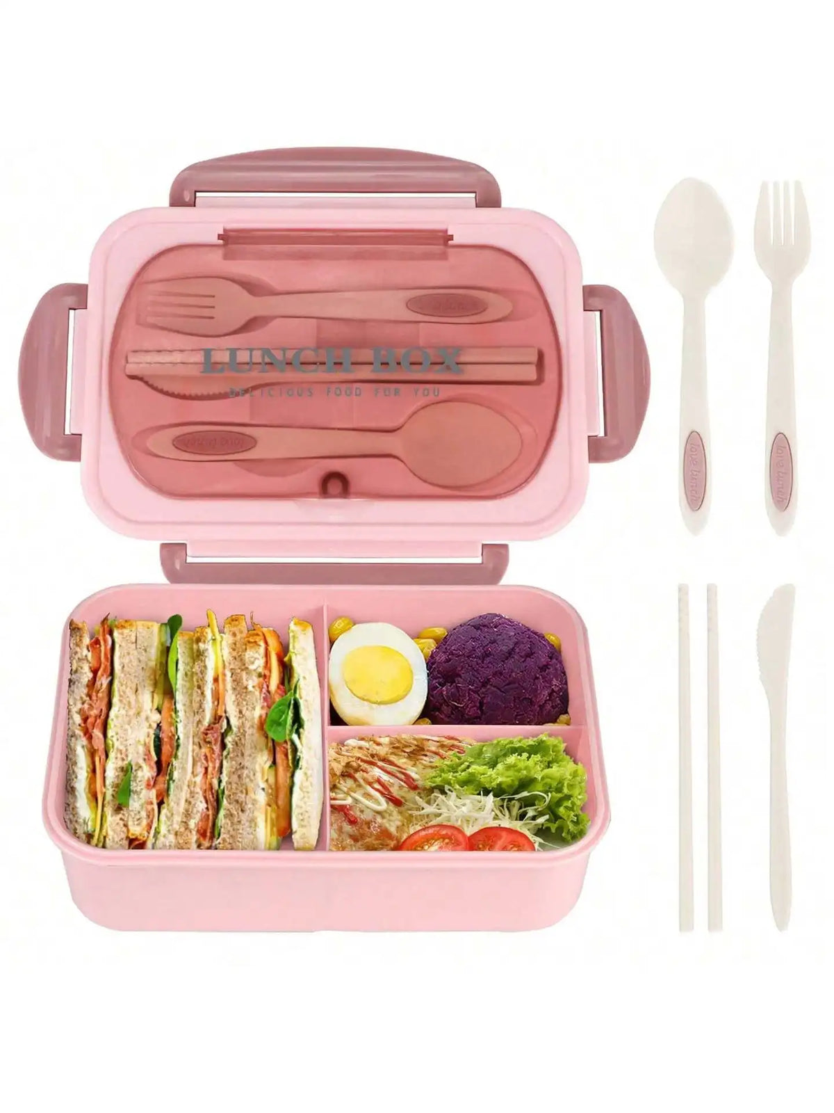 Ember Oak & Co. MealMate 4-Compartment Bento Lunch Box with Utensils