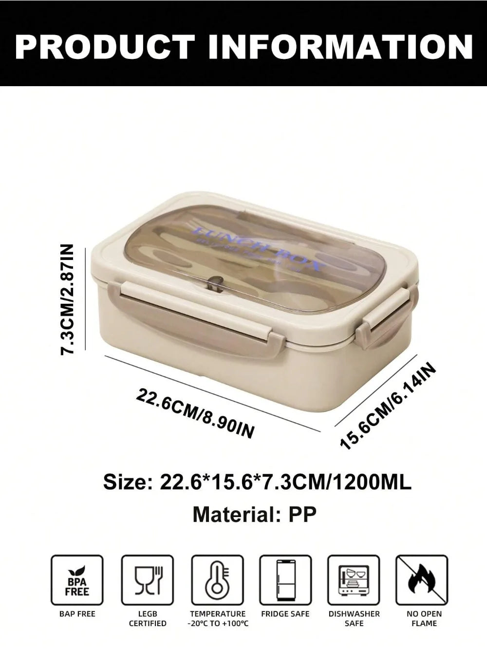 Ember Oak & Co. MealMate 4-Compartment Bento Lunch Box with Utensils