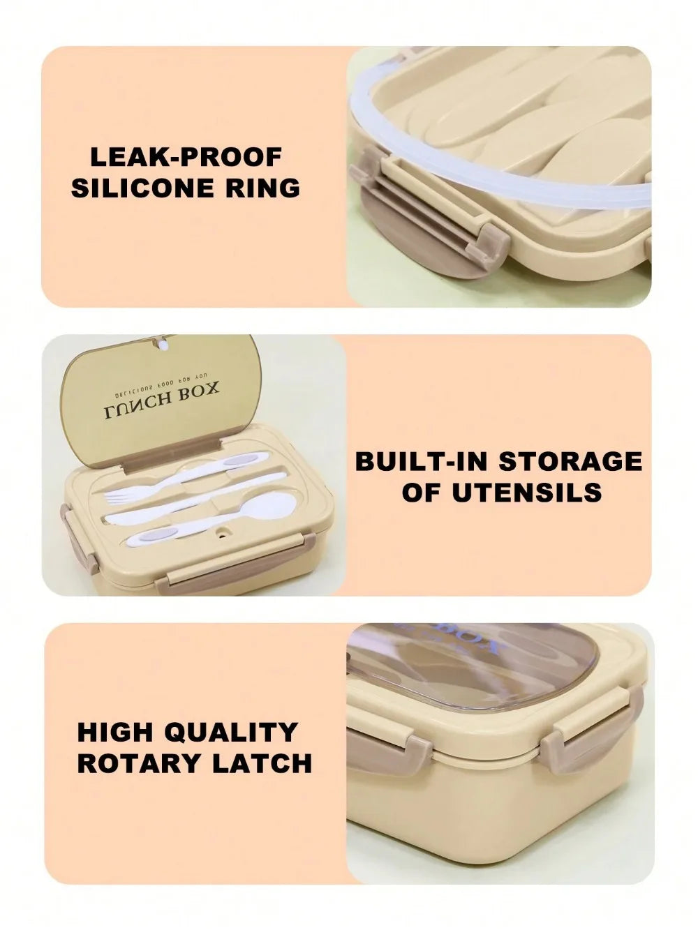 Ember Oak & Co. MealMate 4-Compartment Bento Lunch Box with Utensils