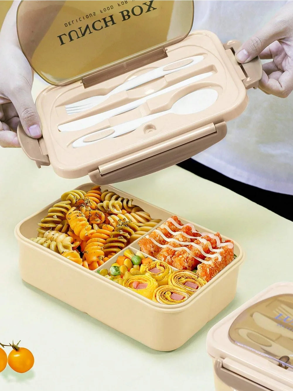 Ember Oak & Co. MealMate 4-Compartment Bento Lunch Box with Utensils
