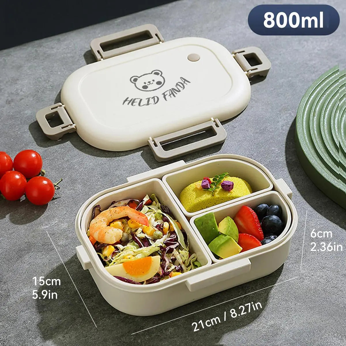 Ember Oak & Co. FreshMate 3-Compartment Bento Lunch Box