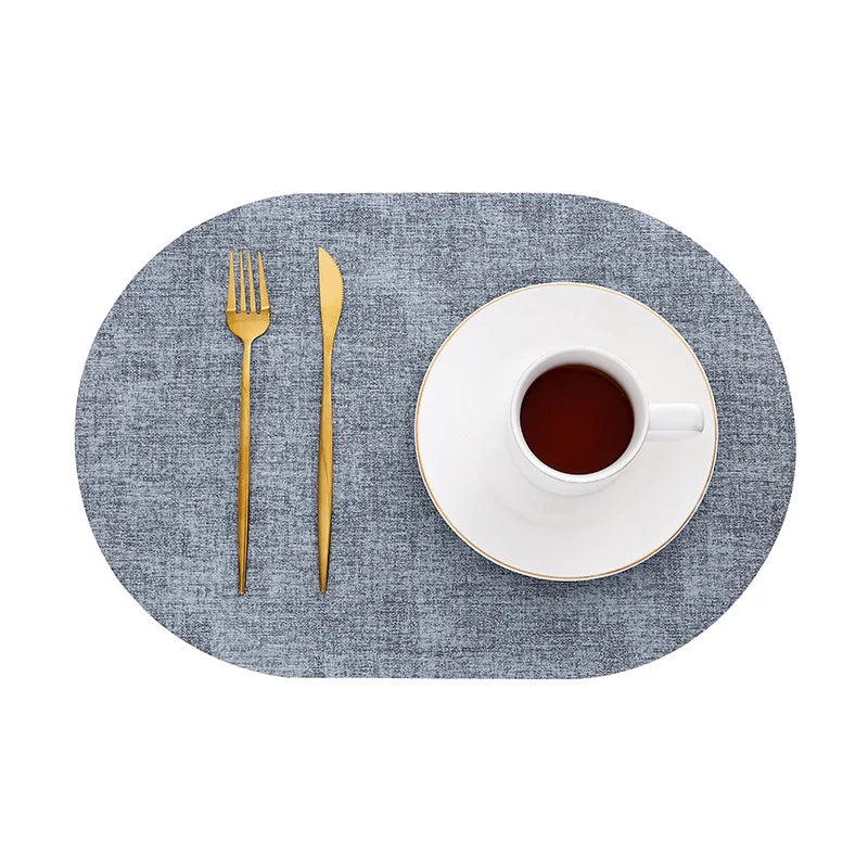 Ember Oak & Co. LinoMat Faux Leather Oval Placemats