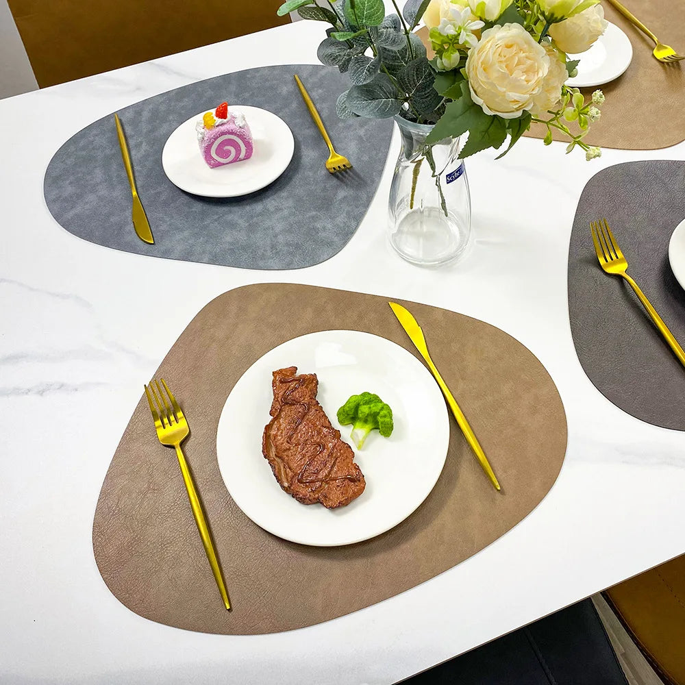 Ember Oak & Co. NordicDrop Reversible Faux Leather Placemats Set