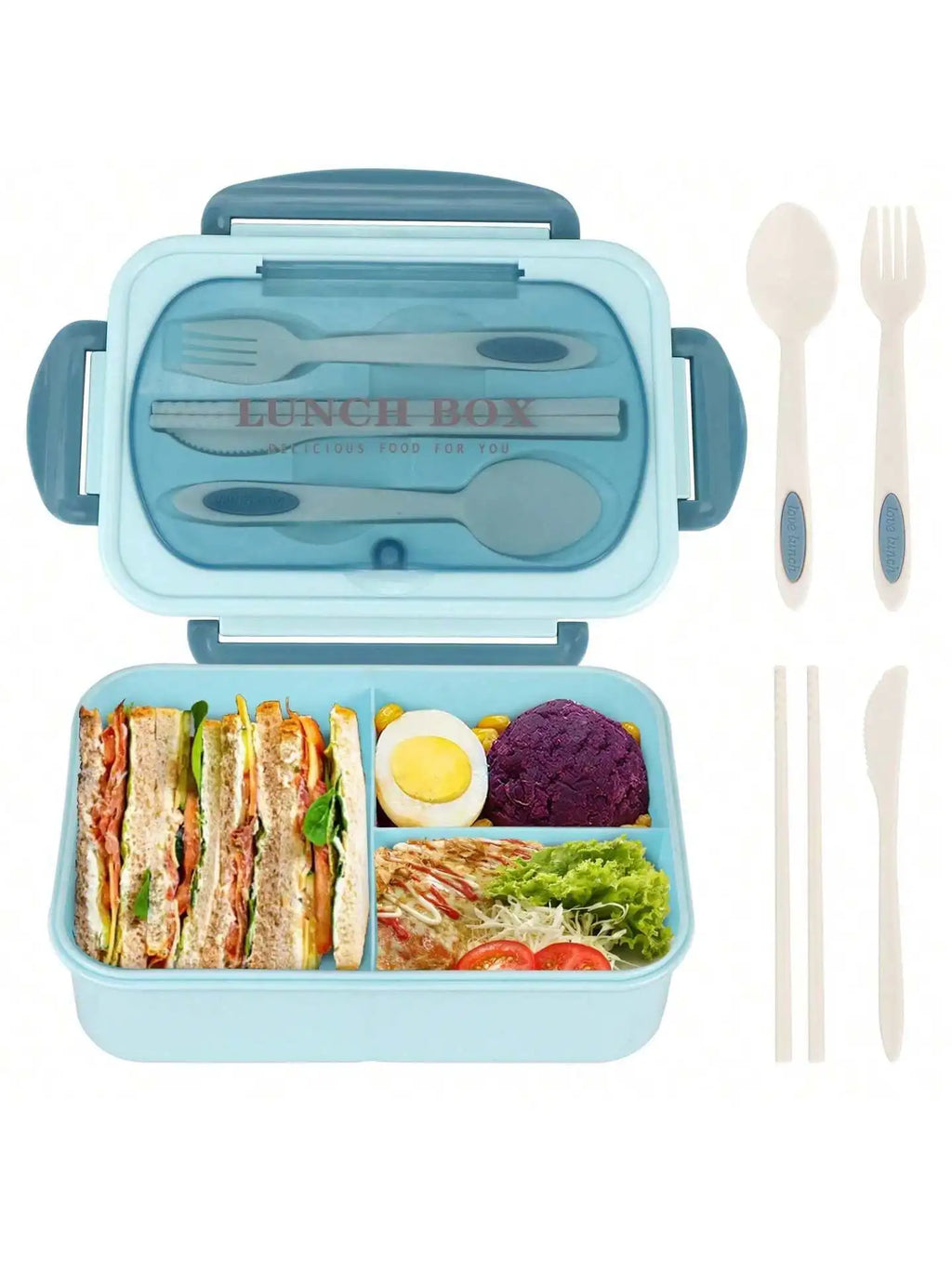 Ember Oak & Co. MealMate 4-Compartment Bento Lunch Box with Utensils
