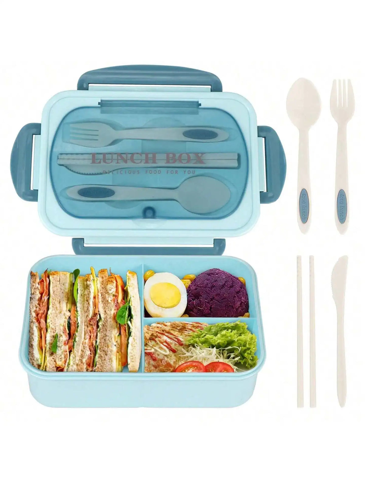 Ember Oak & Co. MealMate 4-Compartment Bento Lunch Box with Utensils