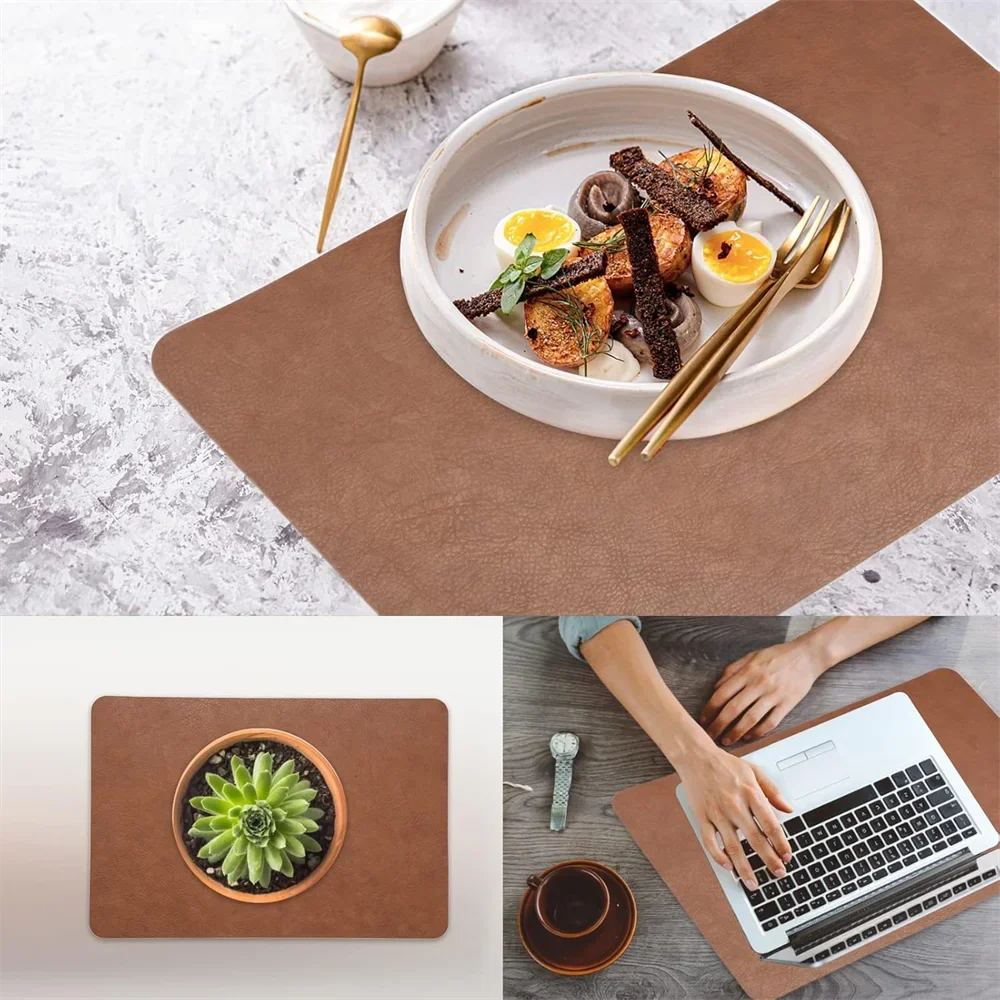Ember Oak & Co. DuoMat Reversible Faux Leather Placemats Set