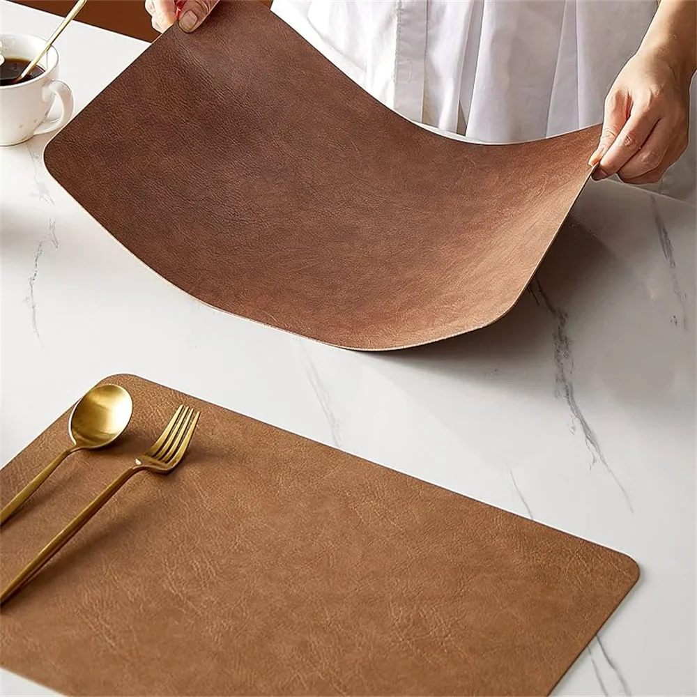 Ember Oak & Co. DuoMat Reversible Faux Leather Placemats Set