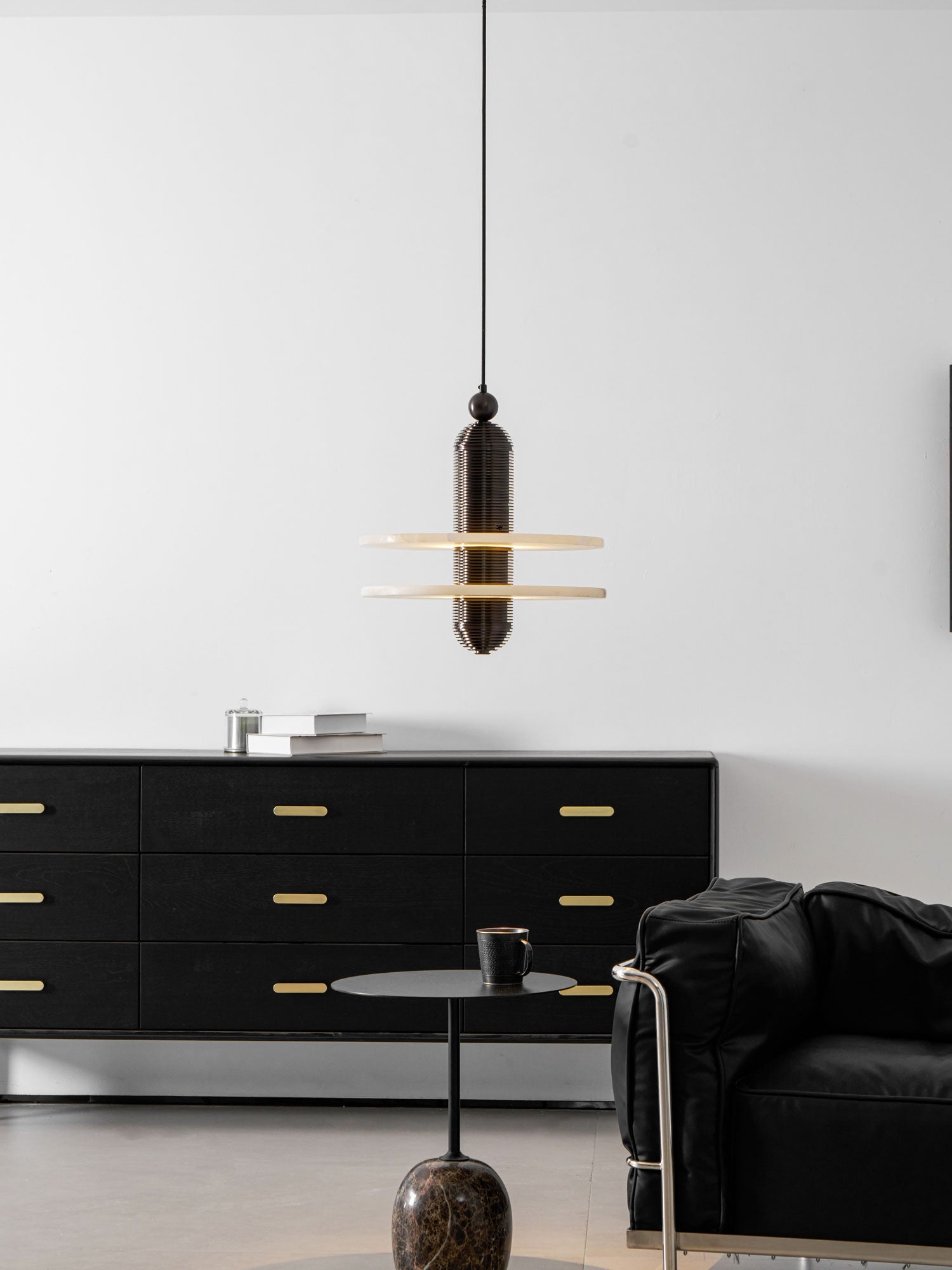 Ember Oak & Co. Alabaster Comet Pendant Lamp — Natural Alabaster Stone