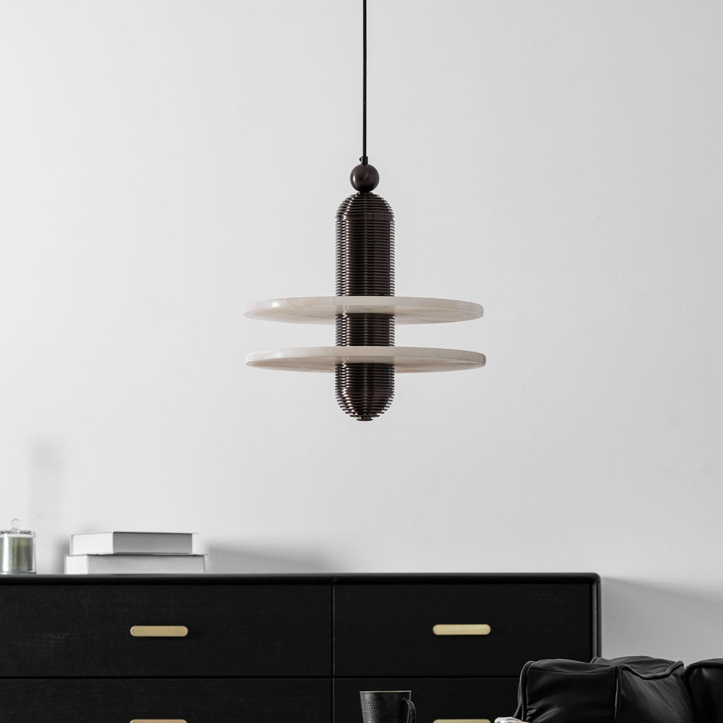 Ember Oak & Co. Alabaster Comet Pendant Lamp — Natural Alabaster Stone