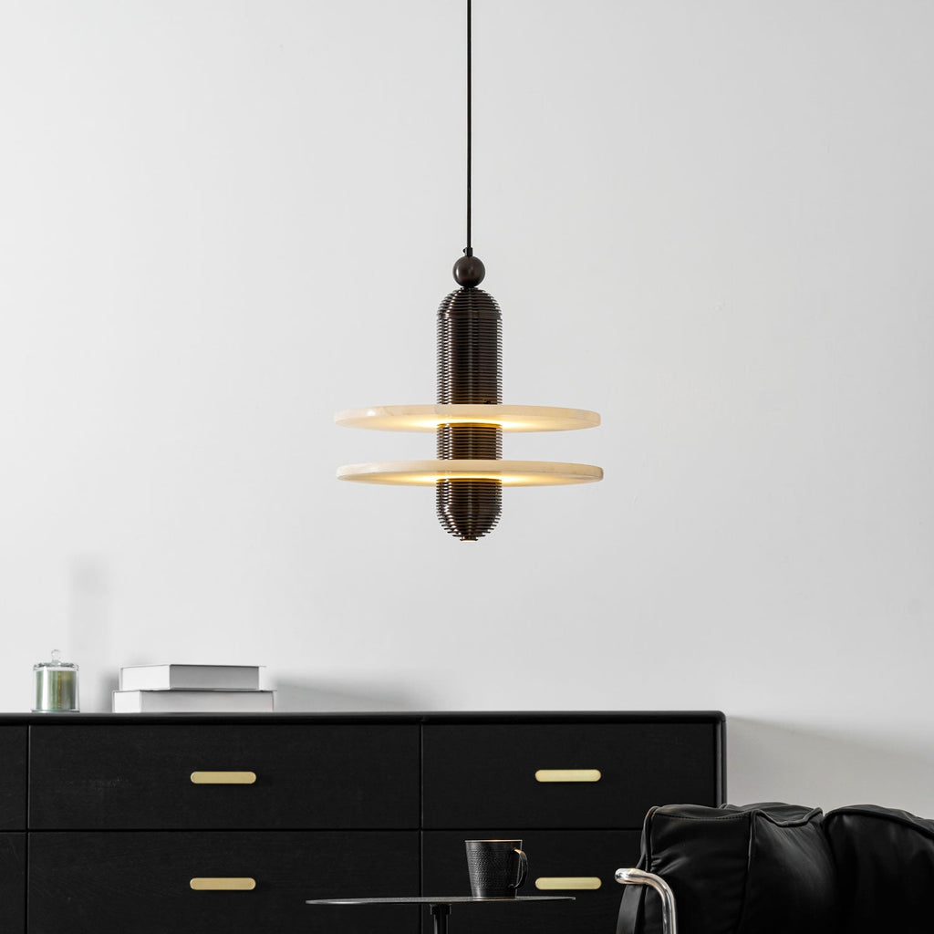 Ember Oak & Co. Alabaster Comet Pendant Lamp — Natural Alabaster Stone
