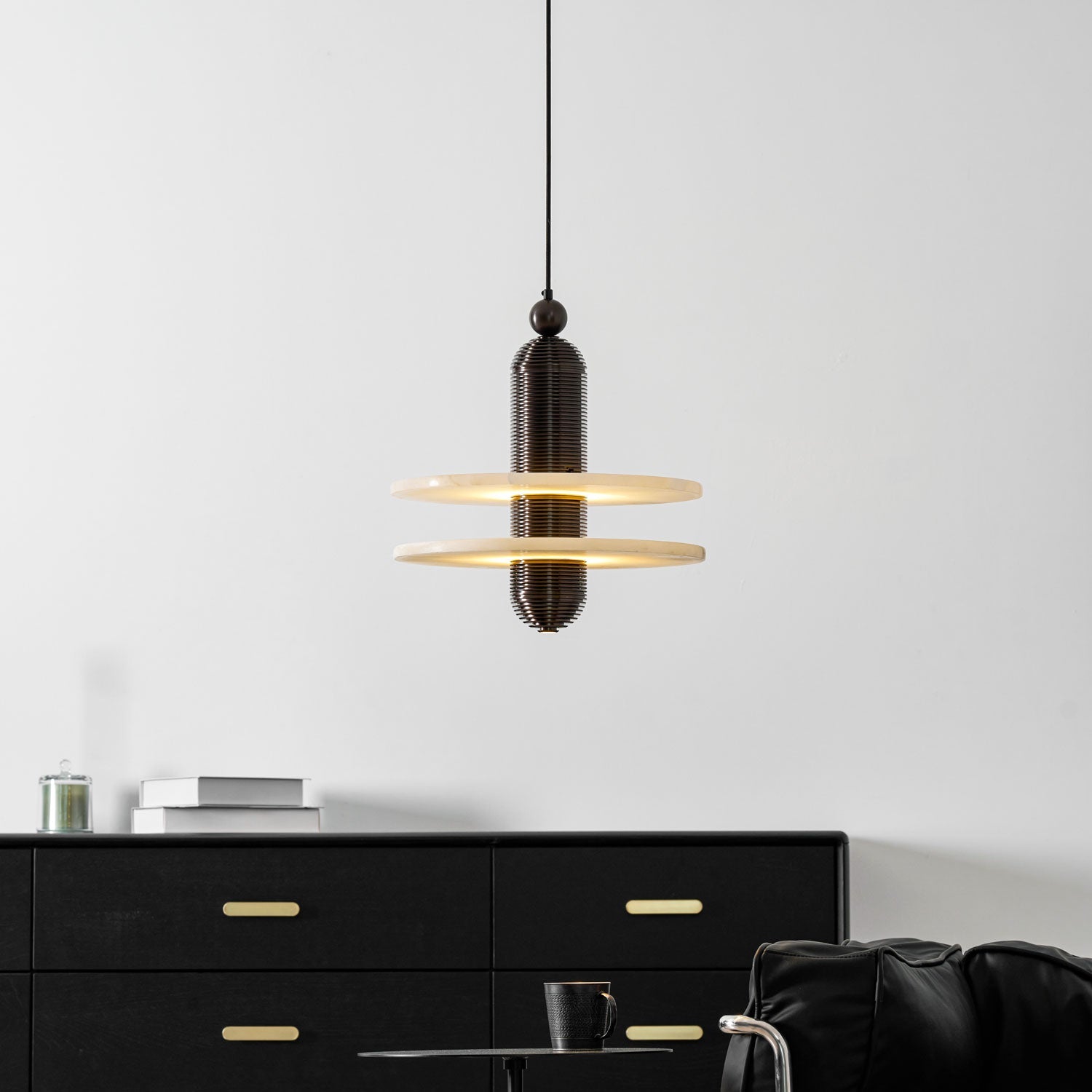 Ember Oak & Co. Alabaster Comet Pendant Lamp — Natural Alabaster Stone