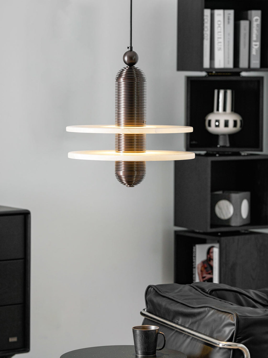 Ember Oak & Co. Alabaster Comet Pendant Lamp — Natural Alabaster Stone