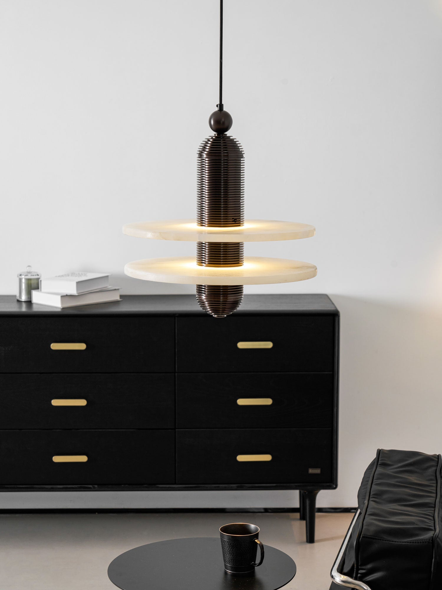 Ember Oak & Co. Alabaster Comet Pendant Lamp — Natural Alabaster Stone