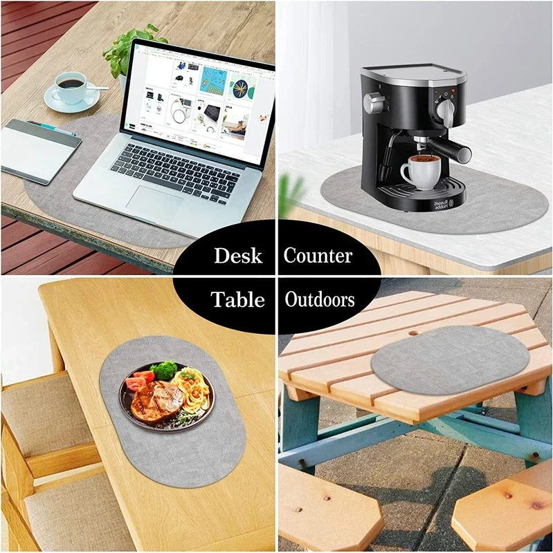 Ember Oak & Co. LinoMat Faux Leather Oval Placemats
