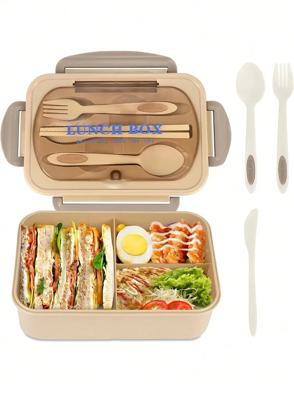 Ember Oak & Co. MealMate 4-Compartment Bento Lunch Box with Utensils