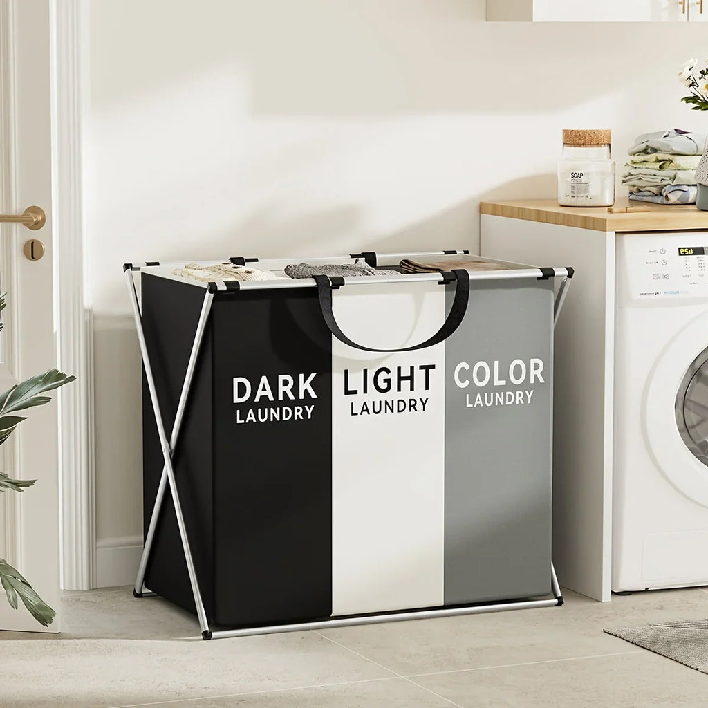 Ember Oak & Co. TriSort Foldable 3-Section Laundry Hamper