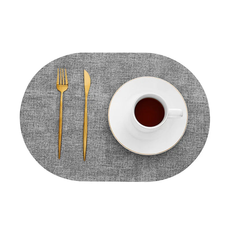 Ember Oak & Co. LinoMat Faux Leather Oval Placemats