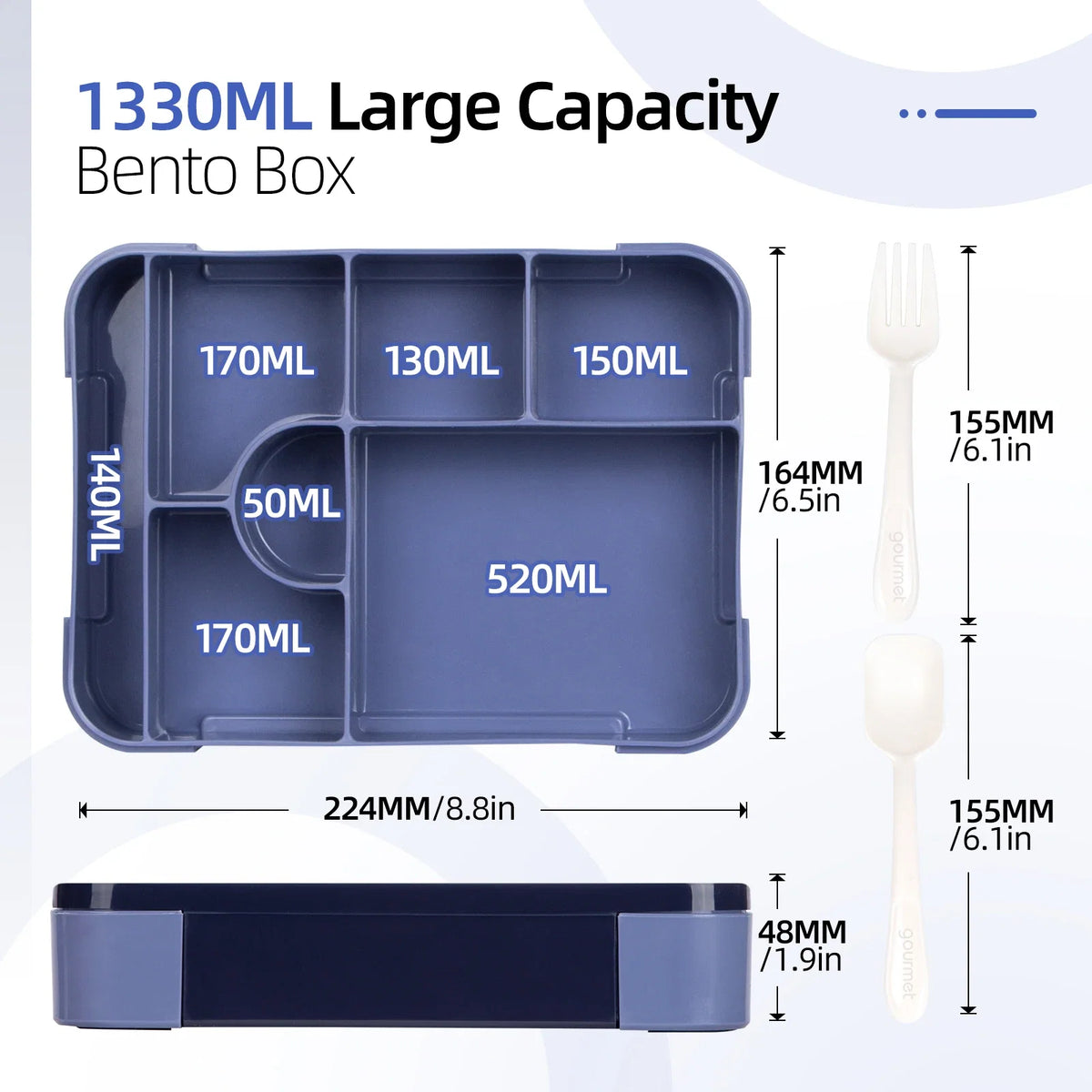 Ember Oak & Co. BentoMax 1330ml Leak-Proof Lunch Box