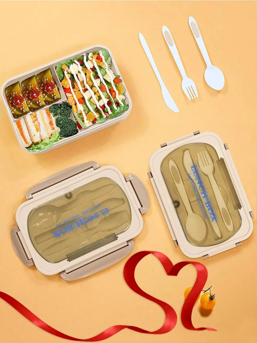 Ember Oak & Co. MealMate 4-Compartment Bento Lunch Box with Utensils