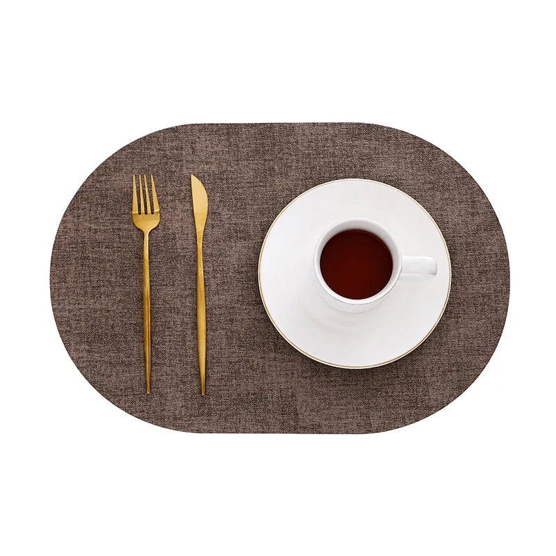 Ember Oak & Co. LinoMat Faux Leather Oval Placemats