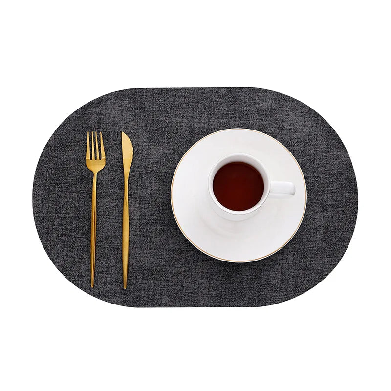 Ember Oak & Co. LinoMat Faux Leather Oval Placemats