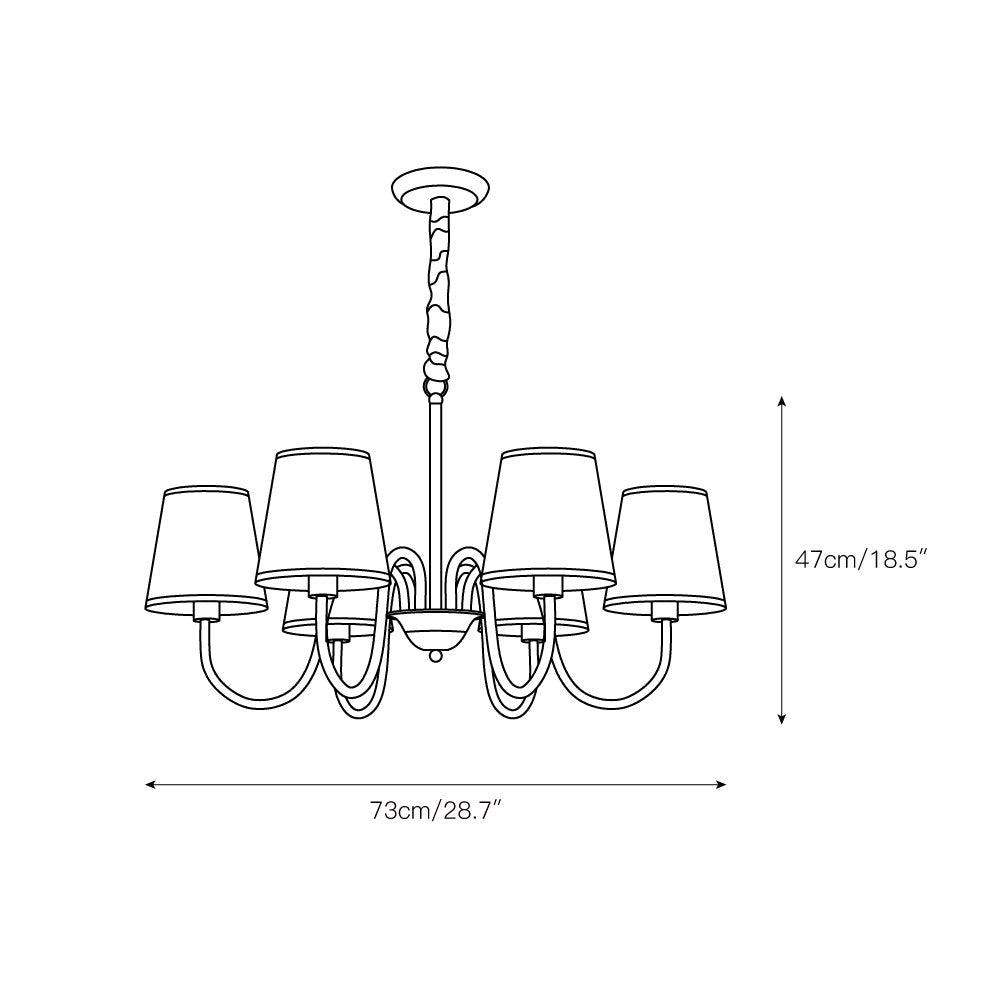 Ember Oak & Co. Aged Stacey Chandelier — Solid Brass Finish